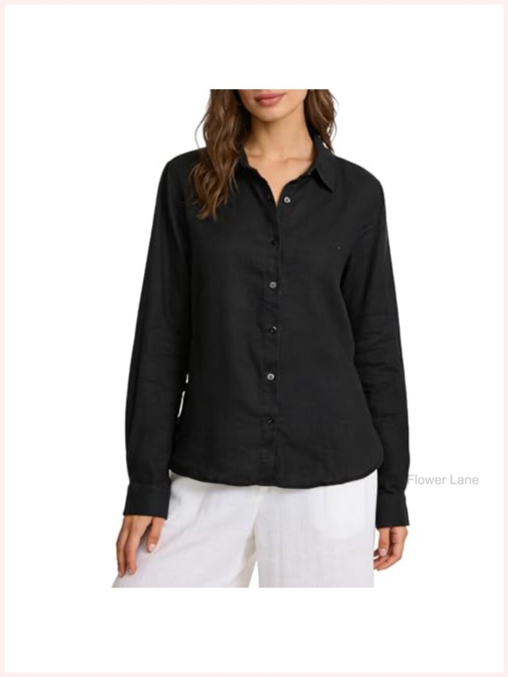 Amazhiyu Women's 100% Linen Button Down Shirt Long Sleeve Relaxed Fit Blouse